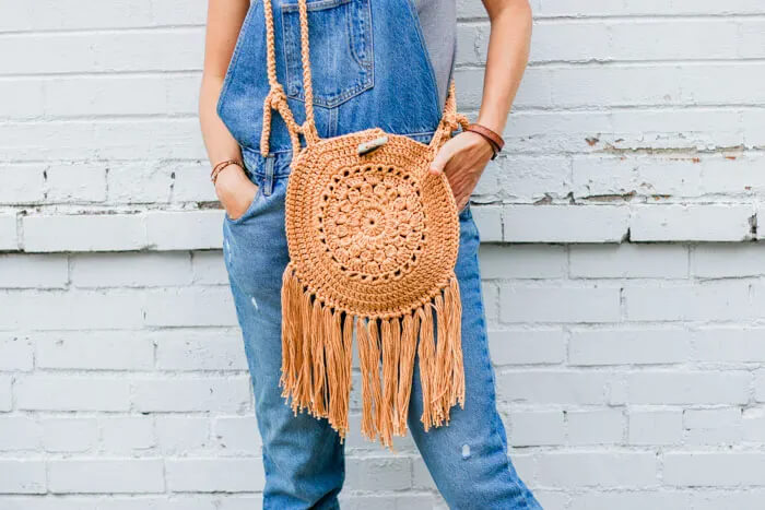 Stylish Hippie Round Crochet Purse For GirlsCrochet Bag Patterns