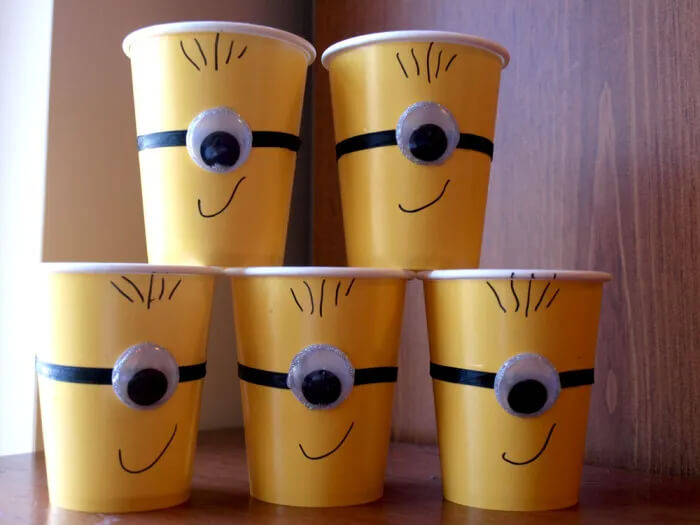Super Cute Minions Paper Cup Tutorial For KidsMinions Paper Cup Crafts 