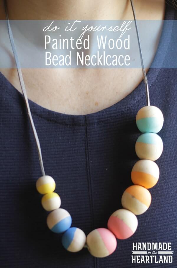 Super Easy Beaded Necklace Craft At Home DIY Wooden Bead Jewelry Crafts