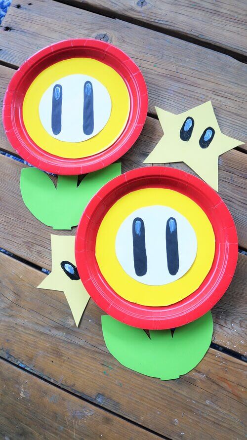 Super Mario Power Plus Up Paper Plate Crafts and Activities for Kids