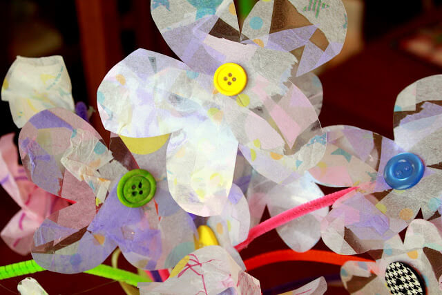 Super Simple Tissue Paper Button Flower Craft For Mother's Day