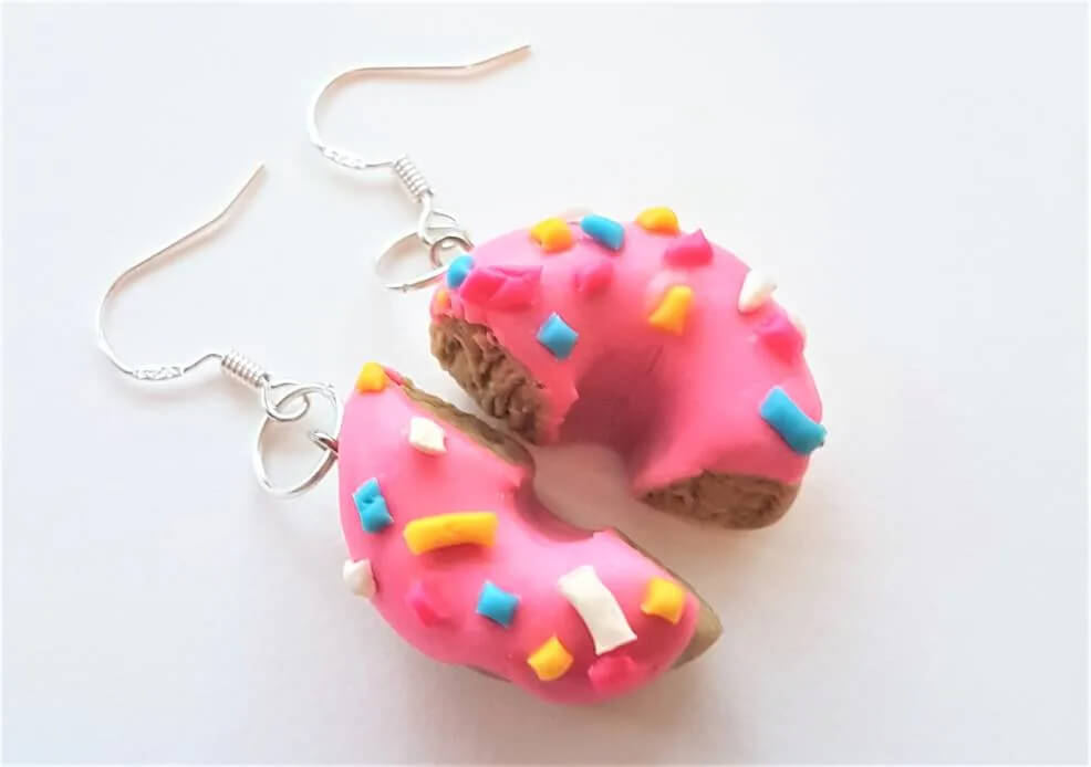 Tasty Artificial Donut Earring Craft Idea With Polymer Clay