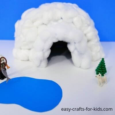 Tissue Paper Box Igloo Craft Idea Fro Kids With Cotton Balls