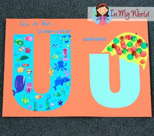U For Umbrella & Underwater Letter Craft Activity For Preschoolers