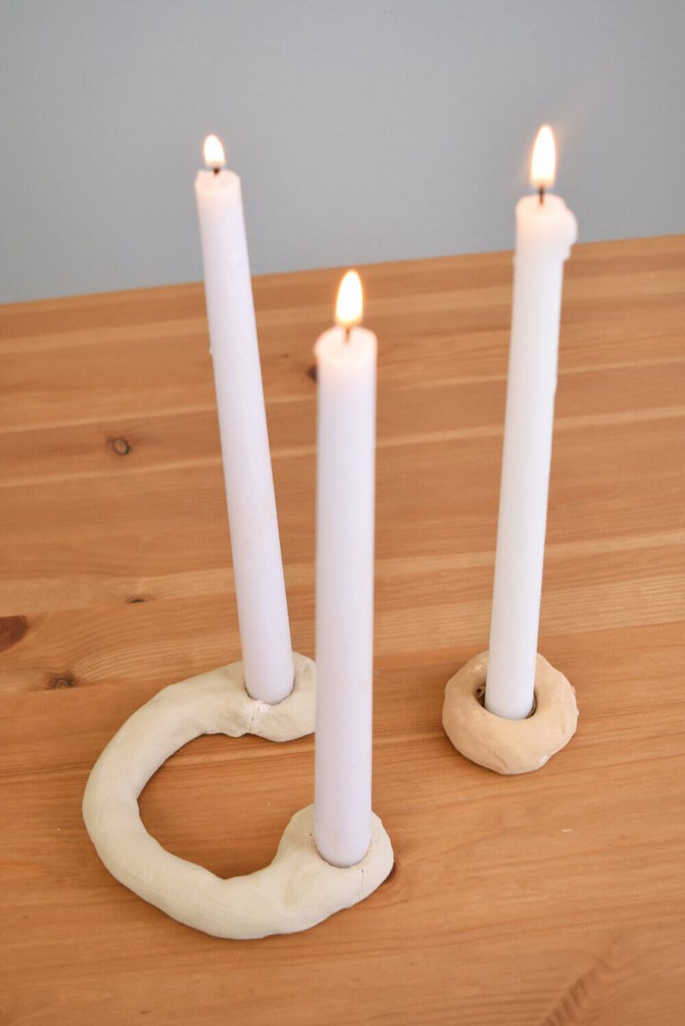 DIY Air Dry Clay Candlestick Holders Kids Art & Craft
