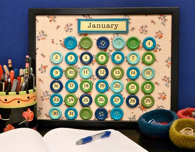 Unique Button Calendar Decoration Craft Project For Students