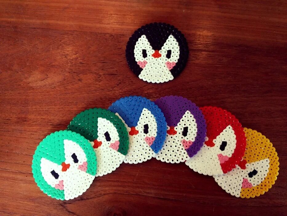Unique Penguin Coasters Craft Idea Using Perler Beads