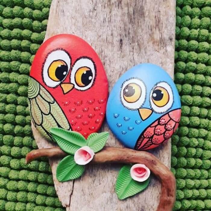Utterly Adorable Owl Stone Painting For Garden Decoration Beautiful Owl Rock Painting Ideas