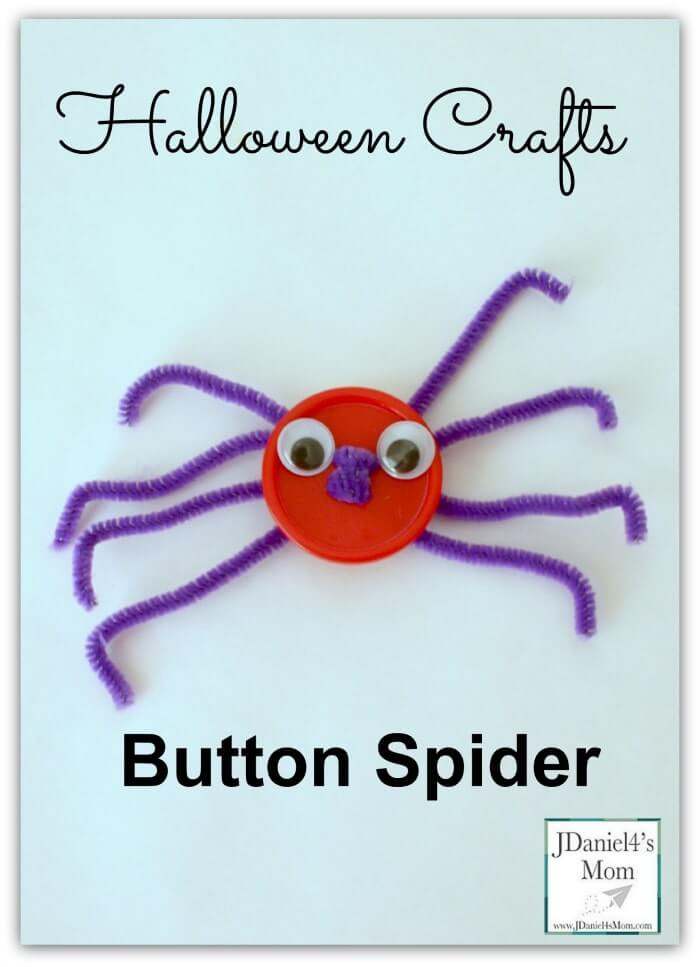 Very Easy Button Spider Halloween Craft Using Pipe Cleaners