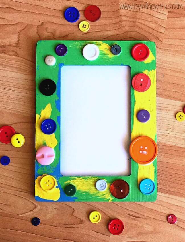 Very Simple Button Frame Craft Idea For Kids