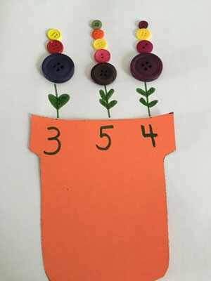 Very Simple Counting Buttons Flower Craft Project Using Construction Paper