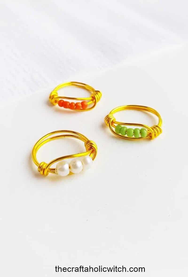 Vintage Wire & Beads Golden Ring Jewelry Ideas