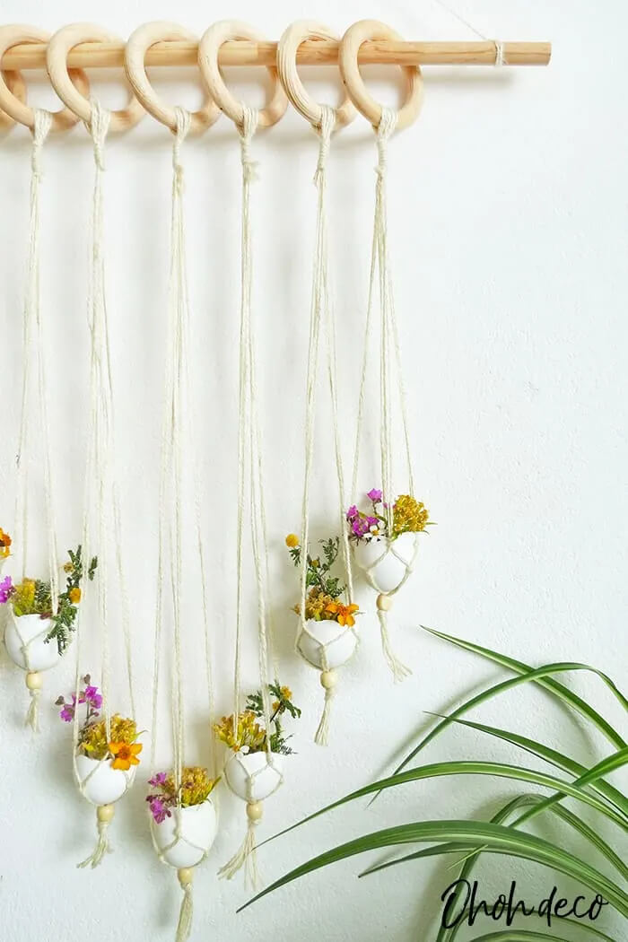 Wall Hanging Decoration With Wooden Beads & Egg Shells