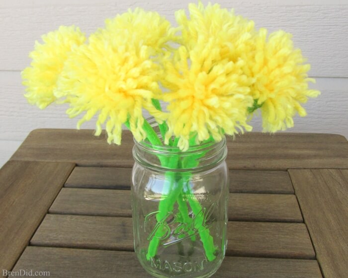 Yellow Dandelion Woolen Thread Flower Craft DIY