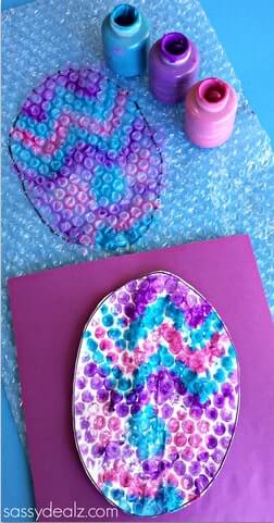 Zig Zag Pattern Bubble Wrap Easter Egg Craft For Kids Bubble Wrap Crafts &amp; Activities for Easter