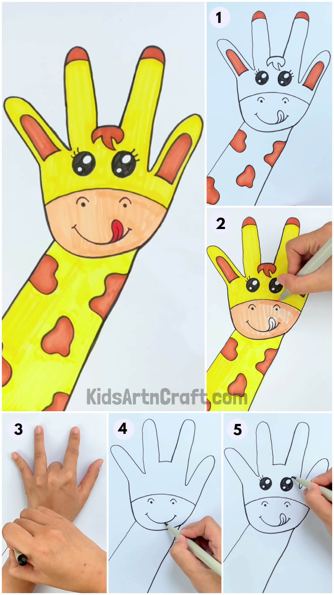 Amazing Way To Make Handprint Giraffe Painting Art