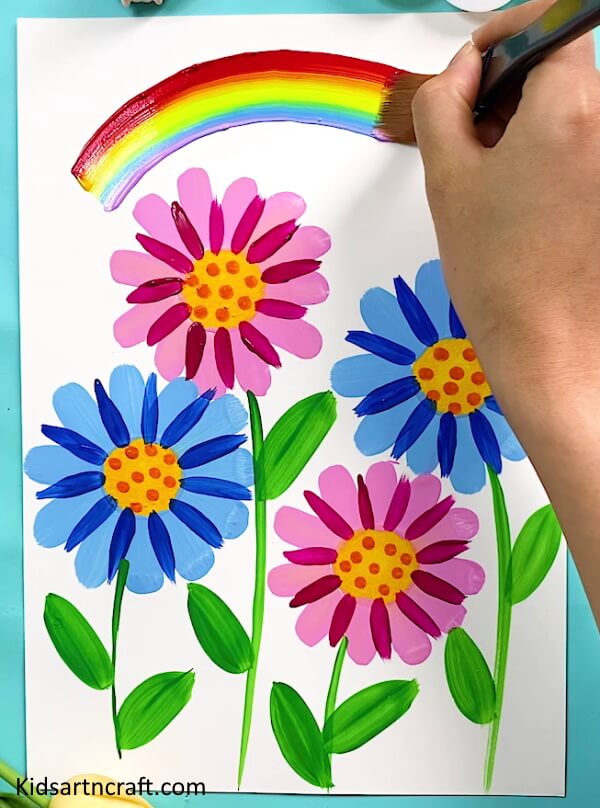 Rainbow Art Flowers Craft Idea For Kids