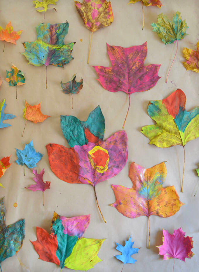 Beautiful Maple Leaf Acrylic Painting Idea For Kids
