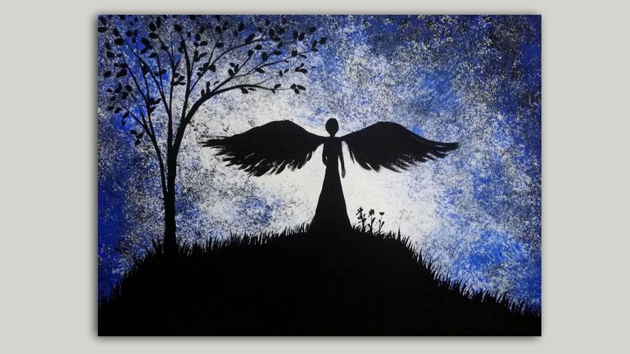  Easy Silhouette painting for beginners Beautiful Silhouette Angel Craft For Wall Decor