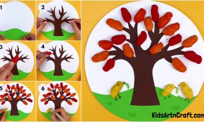 Beautiful Way To Make Tree & Bird Paste Painting With Peanut Sells
