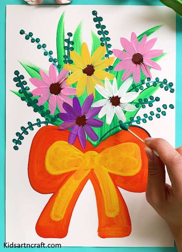 A Pretty Colored Flowers Bouquet Painting Idea For Kids