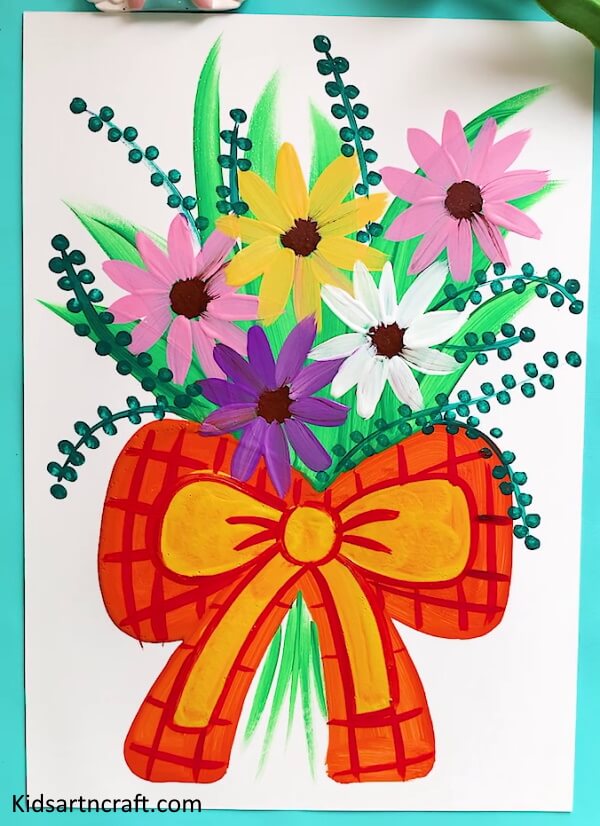 Abstract Cool Art Idea To Make Beautiful Bouquet Flower Painting Craft For KidsColorful Flower Bouquet Painting Art 