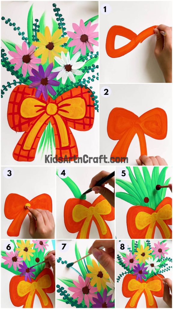 Colorful Flower Bouquet Painting Art - Step by Step Tutorial - Kids Art ...