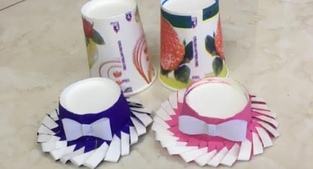 Colourful Paper Cup Hat Craft For Toddlers