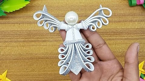 Cool Glittery Silver Foam Sheet Angel Craft Idea for Kids