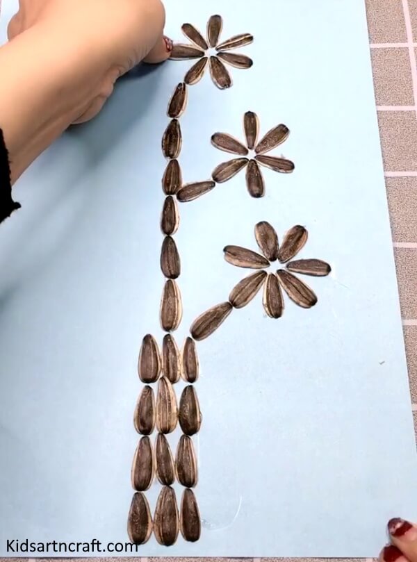 Cool Art Of Making On Paper Sunflower Seed Shell Tree Craft Idea For Beginner