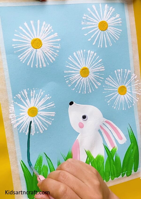 Easy To Make On Paper Bunny With Flower Painting Art Idea For KidsCute Bunny & Flower Painting Art