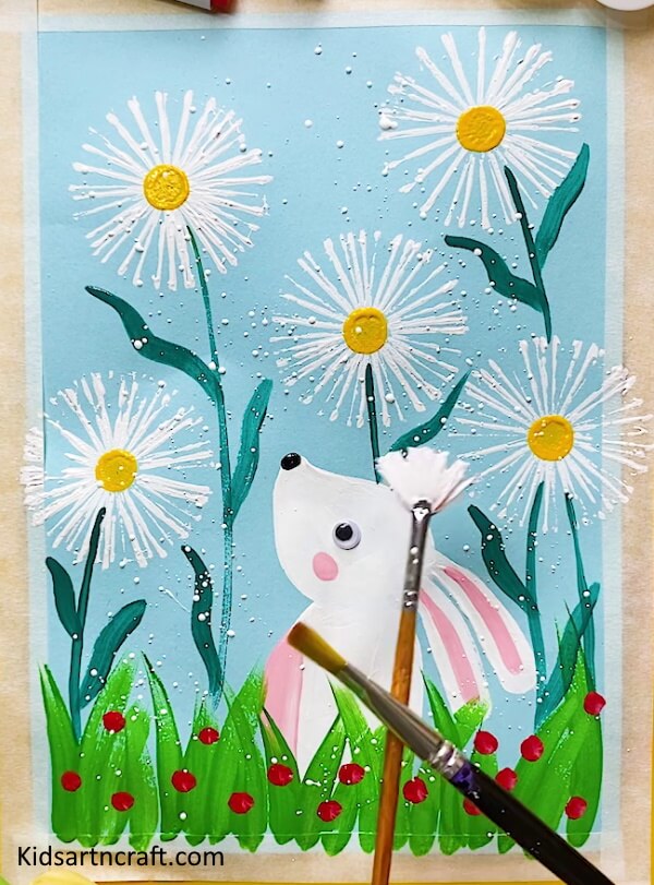 Simple & Easy Process To Make Cute Bunny & Flower Painting Art & Craft Tutorial