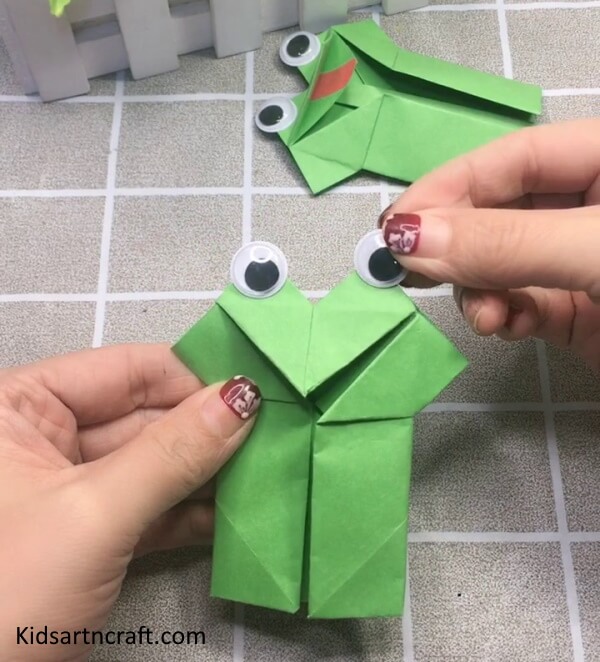 Art Process To Make Paper Frog Craft Idea For Kids Cute Origami Frog For Kids - Step By Step Tutorial
