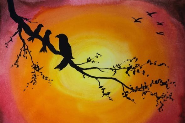  Easy Silhouette painting for beginners DIY Beautiful Bird Painting Using Watercolor Tutorial