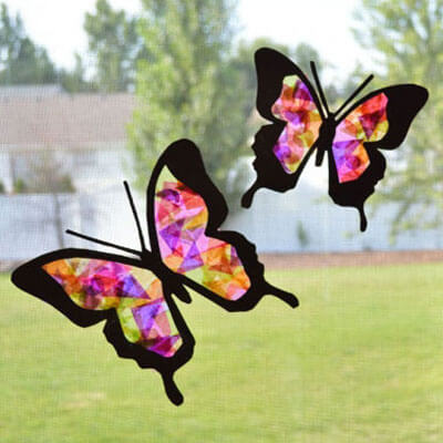 DIY Butterfly Silhouette Suncatcher Craft Using Tissue Paper