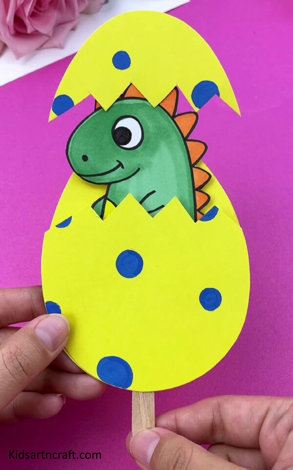 Construct a Baby Dinosaur Craft with Popsicle Stick - DIY Hatching Baby Dinosaur Craft