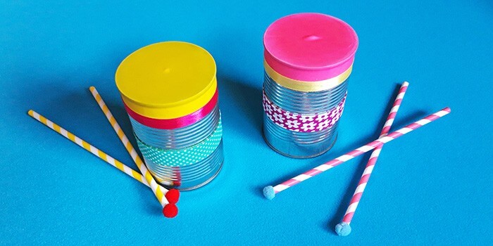Handmade Drum Crafts For Kids DIY Tin Can Drum Instrument For Playing