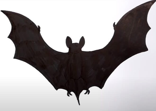 Easy Bat Silhouette Art Drawing Activities Idea For Kids