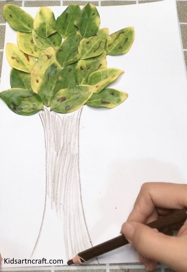 Simple & Fun Activity To Make Beautiful Tree Butterfly Craft Idea For Kids Using Drawing Pencil Easy Tree & Butterfly Art Using Leaves - Step by Step Tutorial