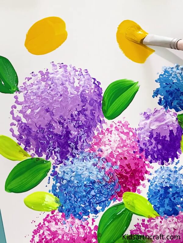 Artworks Making The Bunches Of Flower Honey Bee Painting Art Idea For KidsFlower & Honey Bee Painting Art 