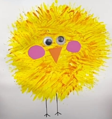 Fluffy & Bright Easter Chick Craft Idea For KidsChick Fork Paintings For Toddlers