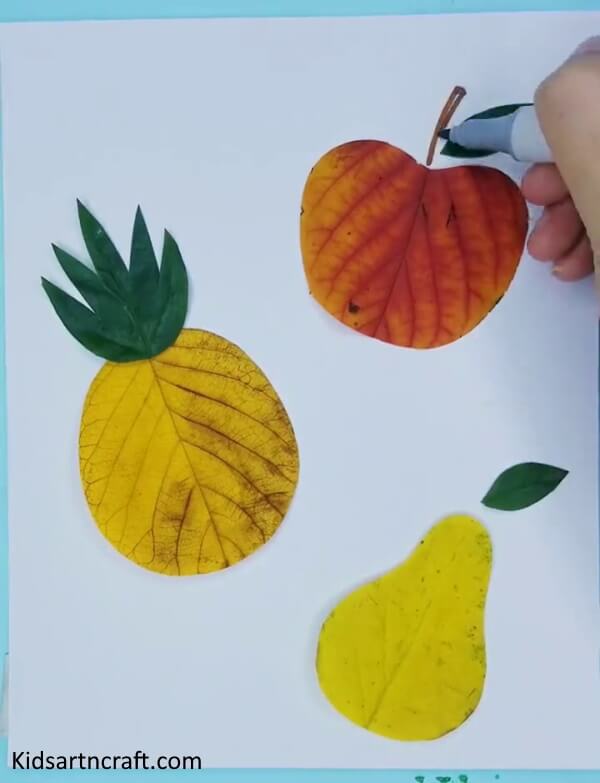 Step By Step To Make Easy Paper Fruit Craft For KidsFruit Craft For Kids Using Leaves