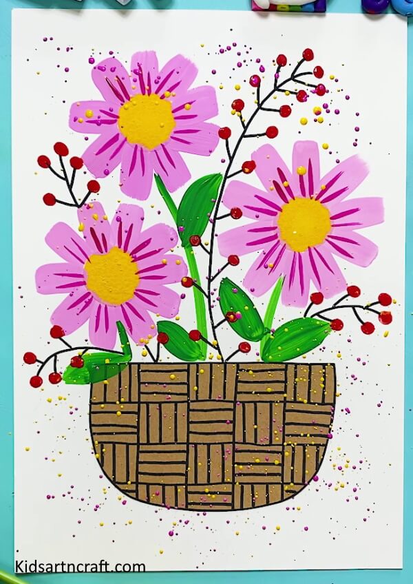 Homemade Flower Painting Art With Pot Craft Idea For Kids