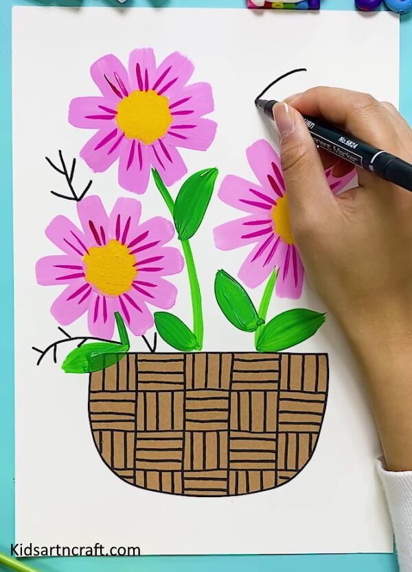 A Perfect Idea To Make Decorative Flower Painting With Pot Idea For PreschoolersFun to Make Beautiful Flower Painting Art With Flower Pot