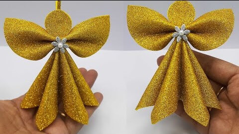 Golden Beautiful Glittery Angel Craft Idea for Kids
