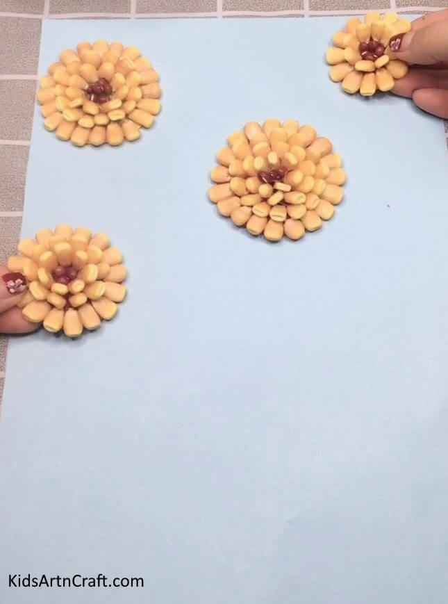 Handmade Creativity To Make Corn Seeds Flower Craft Idea For Kids