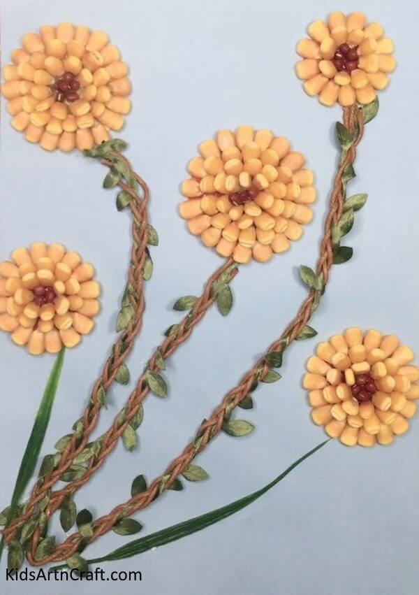 Amazing Process Of Corn Seeds To Make Flower Craft Idea For Kids