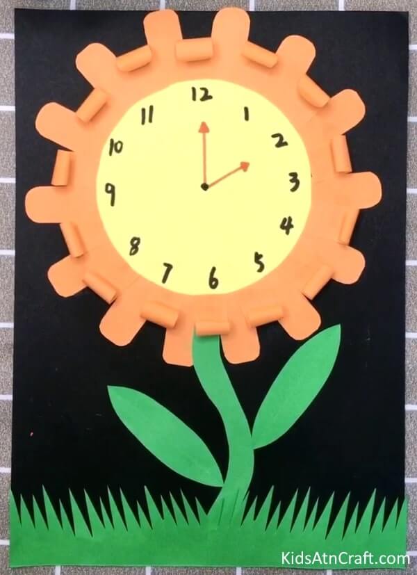 Amazing 3D Paper Sunflower Clock Craft Idea For Kids