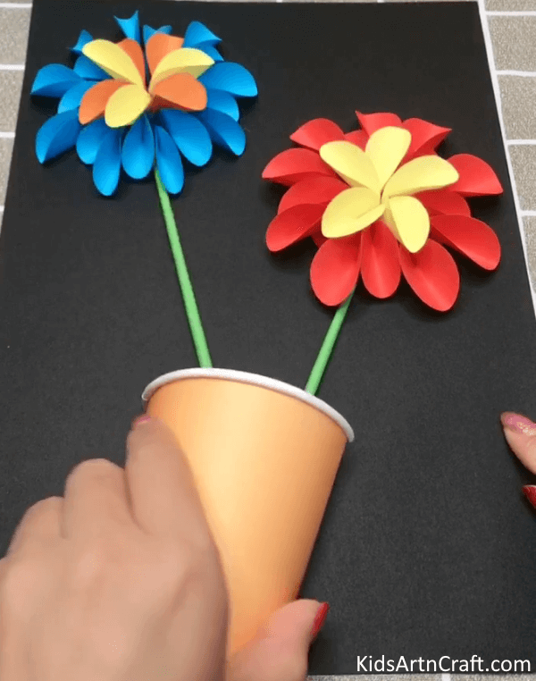 A Beautiful Colorful Paper Flower Craft Idea For Kids Using Paper Cup