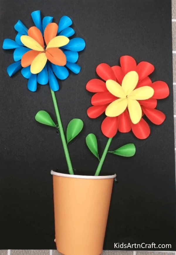 Handmade 3D Paper Flower Craft Idea For Kids